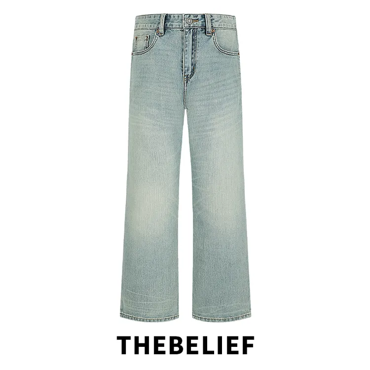 25860#三醋酸混纺丹宁水洗冰川绿夏季薄款517微喇版型牛仔裤