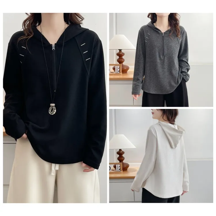 110-195斤大码女装胖mm冬装休闲连帽保暖加厚T恤显瘦内搭打底衫