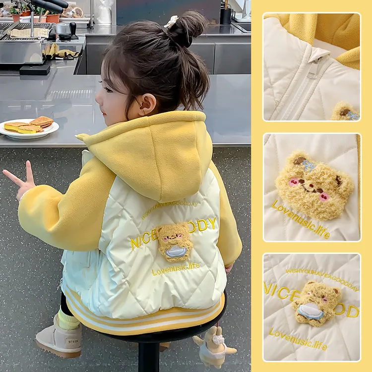 儿童外套秋冬2025新款女童加绒冬装连帽上衣洋气时髦女宝夹棉衣服