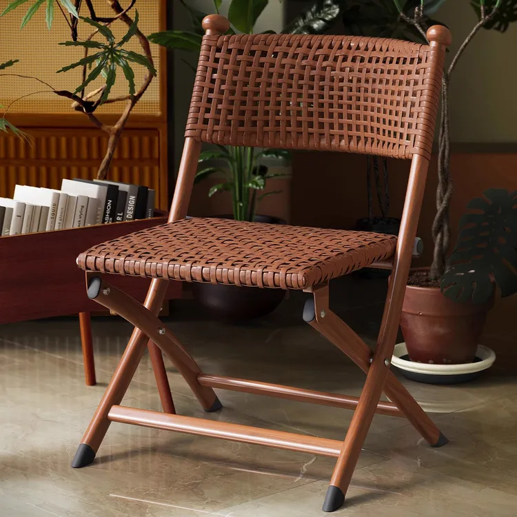 可折叠藤编椅子家用阳台藤椅老人靠背座椅户外露营便携马扎小凳子