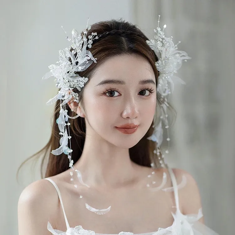 蕾丝边夹婚纱头饰新娘结婚仙女造型