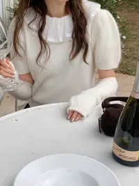 法式冬款上新花边氛围感保暖毛衣(配袖套)