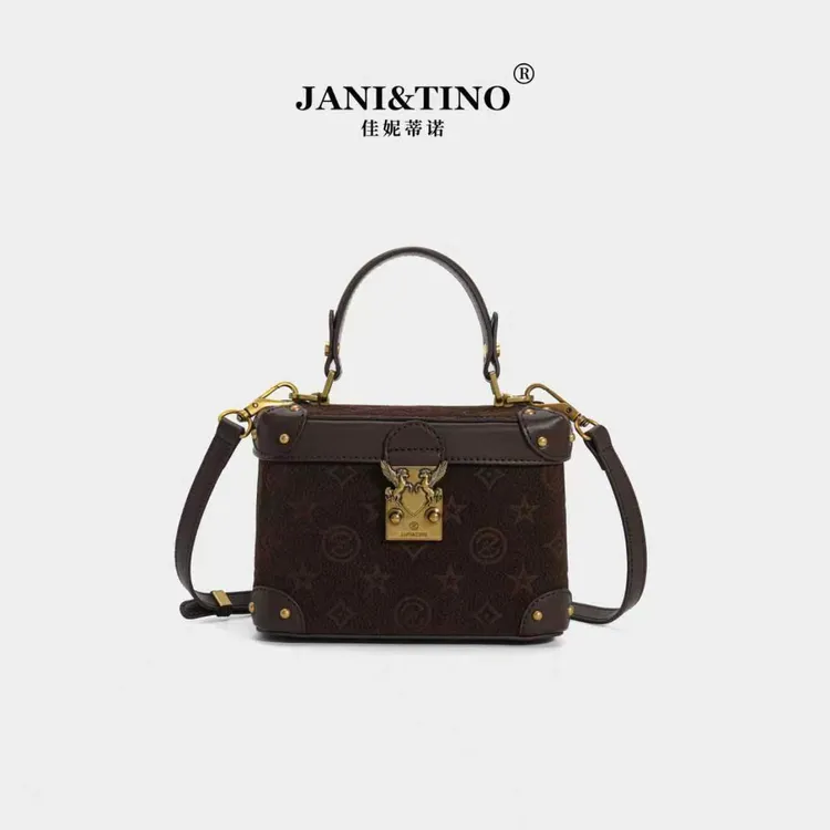 JANITINO/佳妮蒂诺姗姗家新款洋气复古时尚百搭单肩手提包286棕