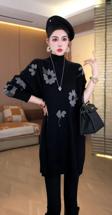 加厚保暖【夜泊花汀】秋冬必备时尚洋气新款上档次毛衣上衣-3175#