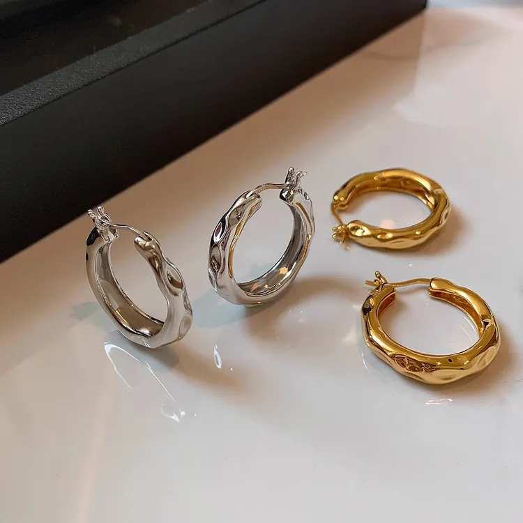 925纯银金属素圈耳环圈圈女高级感轻奢2025新爆款金银色秋冬耳饰