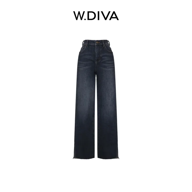 W.Diva【腿精牛仔】特殊纺纱工艺复古显瘦毛边微喇牛仔裤52K292548