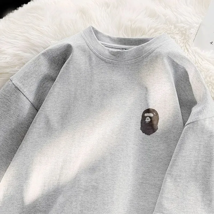 夏季新款重磅短袖男女日系复古简约潮流纯棉宽松半袖体恤情侣款