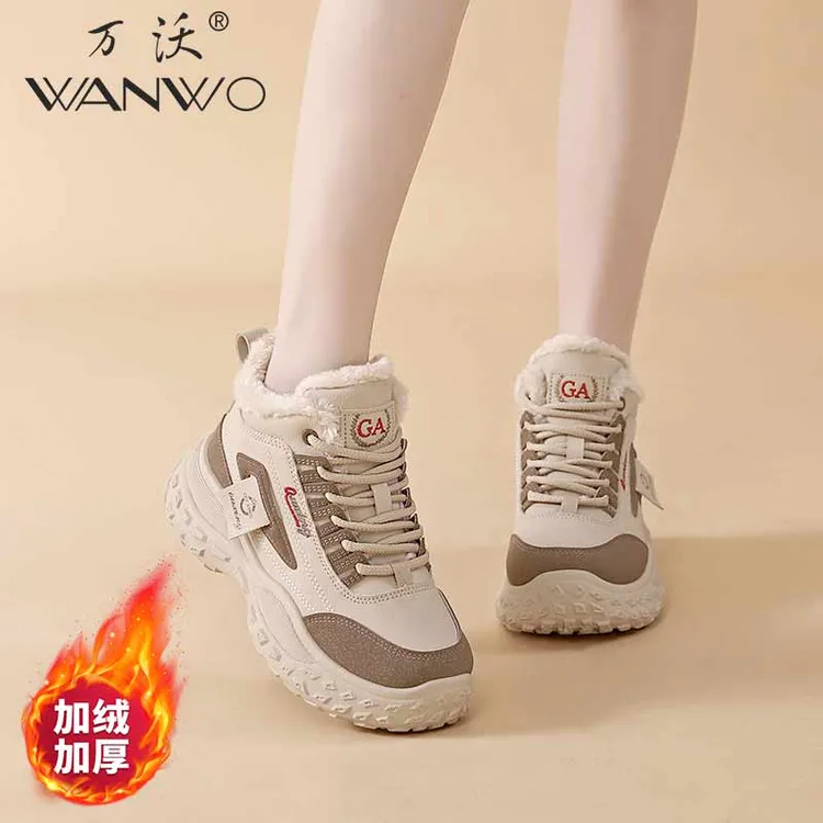 棉鞋女2025新款冬季加绒加厚保暖防水防滑雪地靴高帮厚底老爹鞋子
