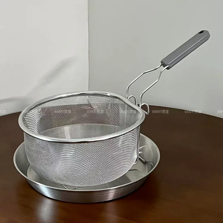 304不锈钢大漏勺过滤网厨房煮面漏网挂壁油炸篮家用烫菜焯水滤油