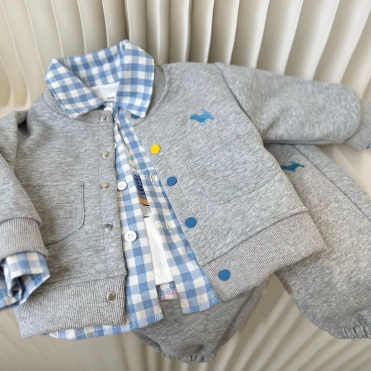 男童阳光拼接撞色学院翻领卫衣新款休闲宽松慵懒设计开衫外套2025