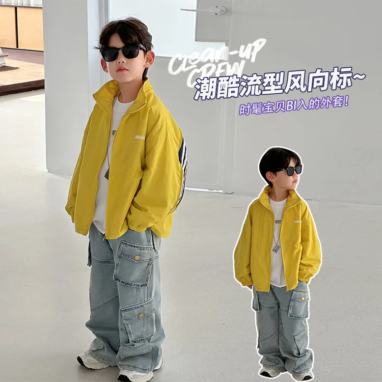 男童帅气夹克衫外套春秋2025新款儿童装痞帅拉链衫男宝宝薄款春装