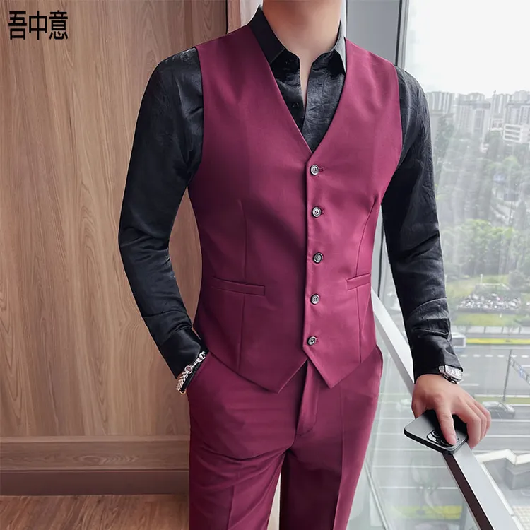 男士马甲韩版修身春秋商务正装纯色百搭高级感休闲西服礼服上衣男