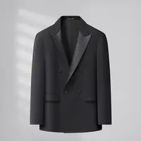 【孙漂亮轻熟风推荐】秋季新款男士大码双排扣西服商务休闲纯色西服