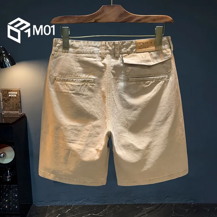 M01直筒休闲五分裤潮流2025年夏季薄款大码短裤水洗做旧5分工装裤