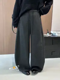 松紧腰秋冬高腰休闲裤春秋宽松阔腿裤透气运动裤