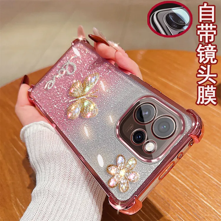 适用oppo reno15手机壳PCAM10镜头全包边镶钻蝴蝶气囊防摔套女款