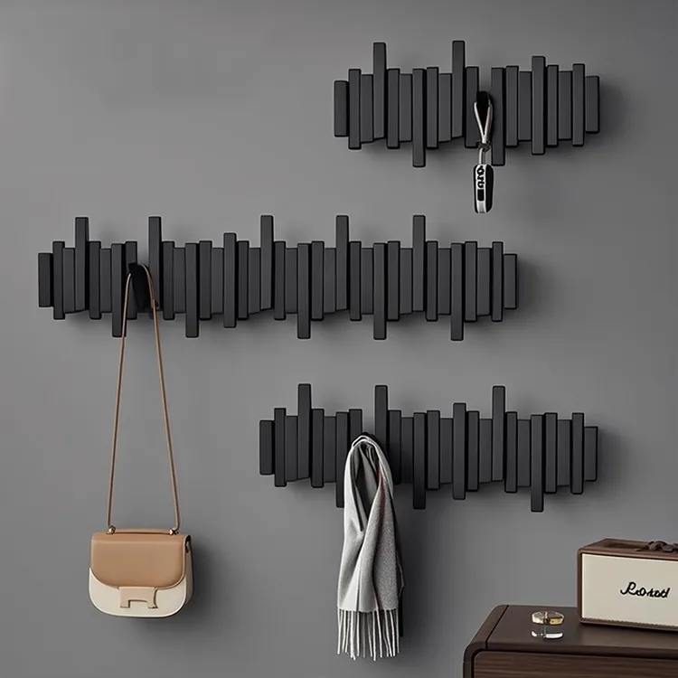 钢琴键挂衣架实木衣帽架卧室玄关墙面入户进门后置物免打孔挂衣钩