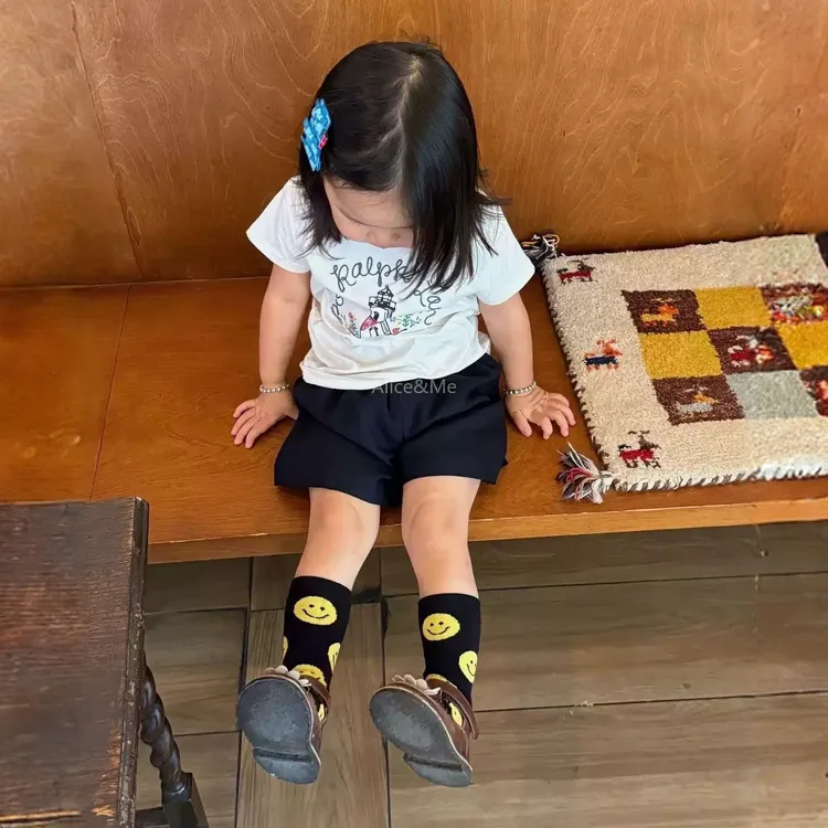 韩国男女童袜子春夏秋季洋气ins米奇中筒袜学院风棉防臭笑脸袜