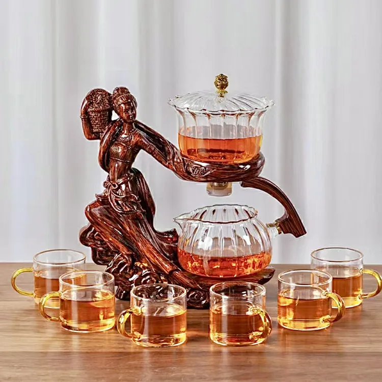 茶具·高端·泡茶器·简约·玻璃茶具·自动茶具·天女散花茶具套装