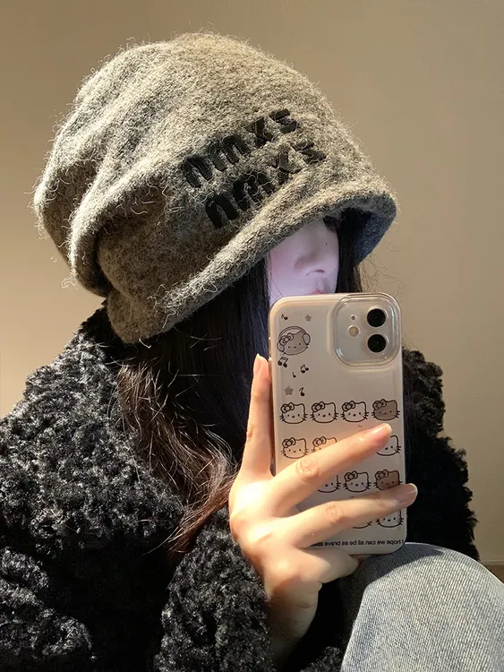 冷帽冬季包头帽女秋冬堆堆帽帽子加厚日系针织大头围韩版秋冬保暖