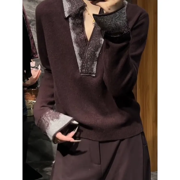 秋装搭配一整套超好看独特时尚漂亮高级感洋气针织上衣裤子两件套