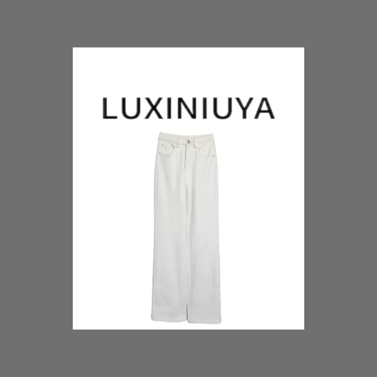 【LUXINIUYA】万能裤 时尚潮流百搭拉夫加绒直筒牛仔裤#CX2224