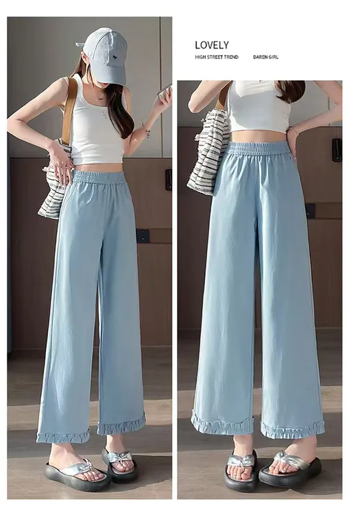 薄款九分小个子直筒裤夏季高腰休闲显瘦百搭裤韩版嬉皮部落风裤女