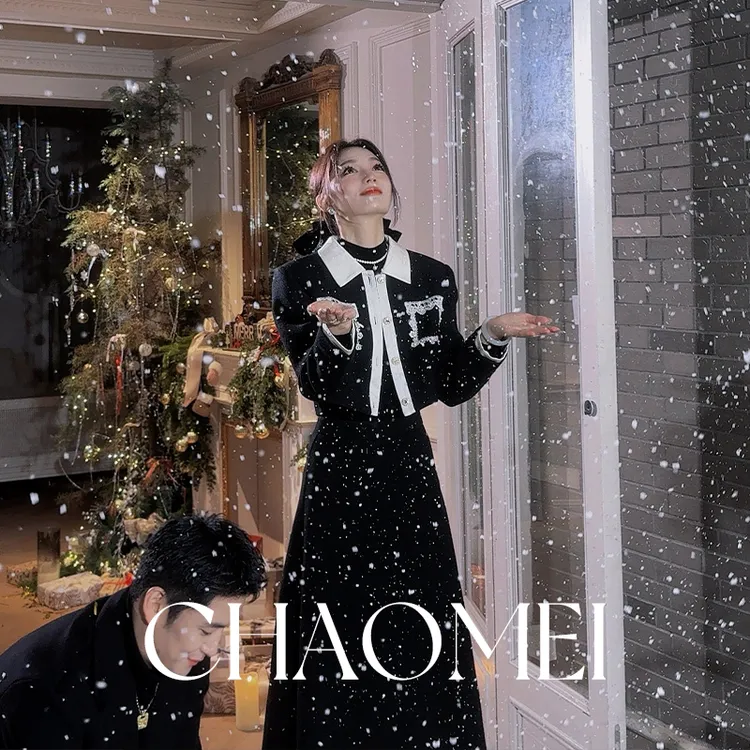 冯（CHAOMEI【韩剧女主】法式精致重工优雅小香风时尚休闲外套+半裙