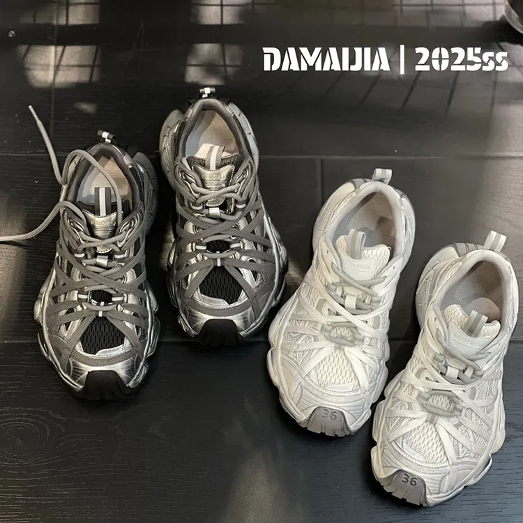 DAMAIJIA做旧款防滑耐磨厚底绑带老爹鞋928-5
