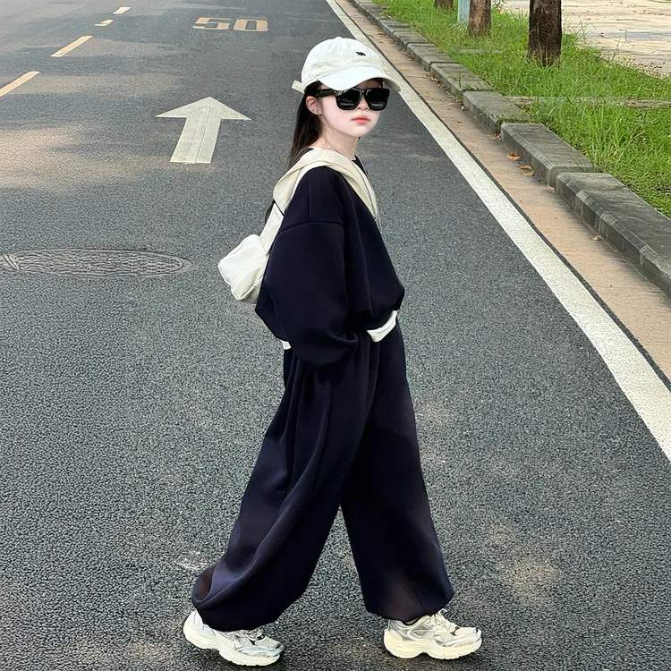 潮酷女童卫衣套装秋装2025新款洋气儿童韩系穿搭女孩大童好看衣服