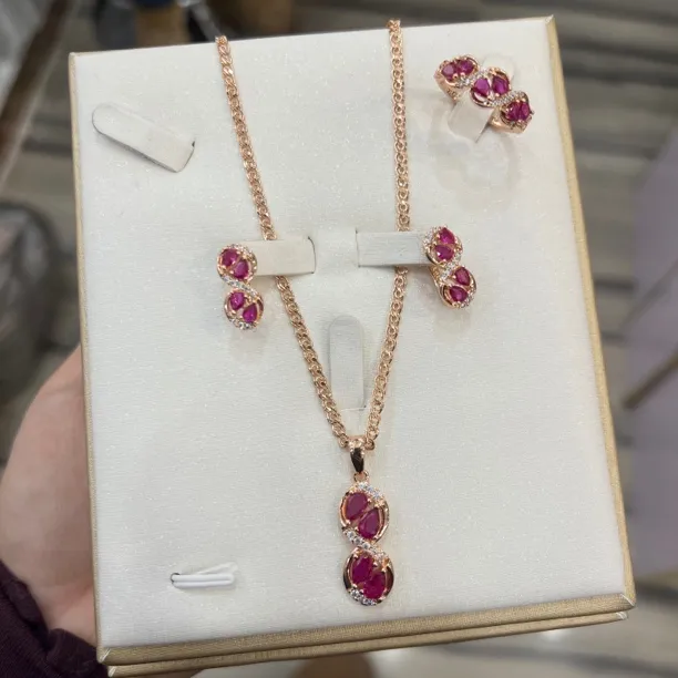 钛钢项链 伊帕尔阿依新款时尚百搭气质玫瑰金色套装 不掉色轻奢