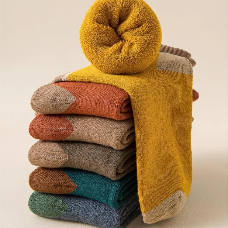 中筒袜厚袜子女中筒袜秋冬款加绒加厚保暖袜日系百搭毛巾袜冬天女