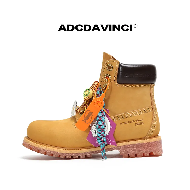 【阳光宅男】ADC达芬奇ADCDAVINCI拉丝大黄靴/头层牛皮户外靴子男鞋