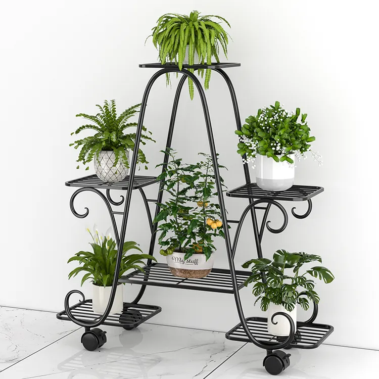 铁艺花架子多层落地式可移动室内阳台客厅置物架家用绿萝花盆托架
