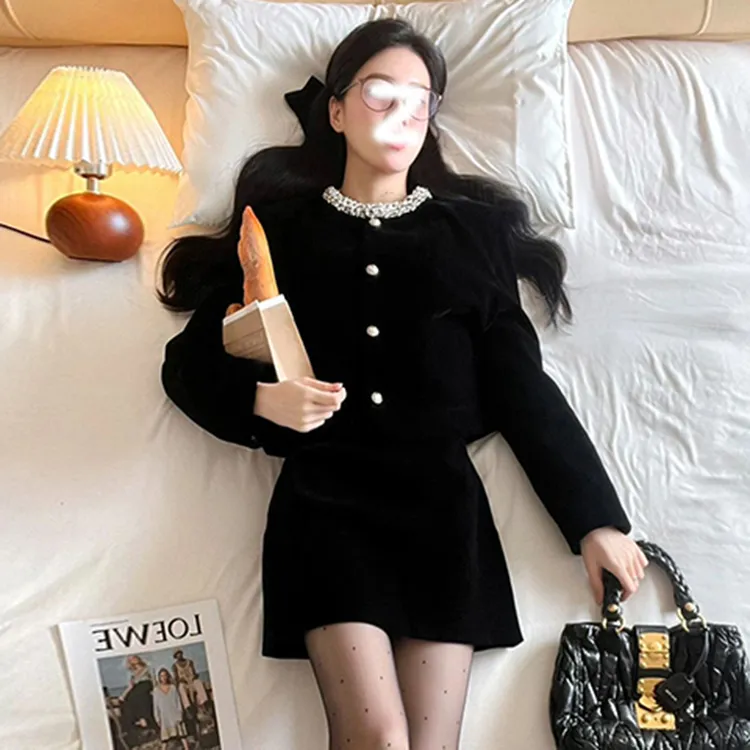 【两件套】赫本风法式上衣半身裙子小香风气质两件套2316