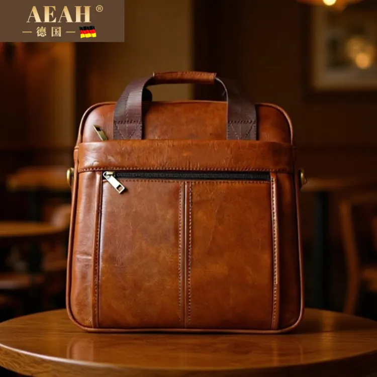 AEAH男士斜挎包真皮手工皮具头层牛皮男士包包休闲潮跨境新品多功