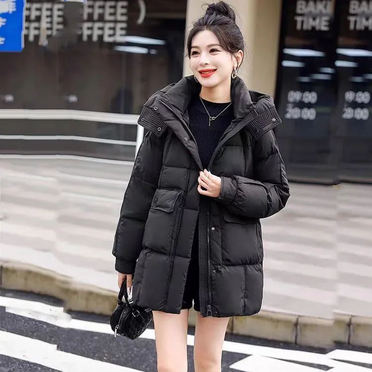 中长款羽绒棉服女小个子洋气2025冬新款小众设计感高端棉袄厚外套