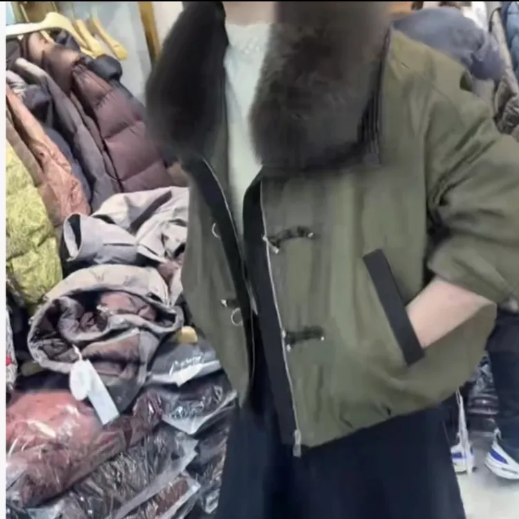 时尚百搭加绒毛领短款休闲女士外套秋冬冬季女款