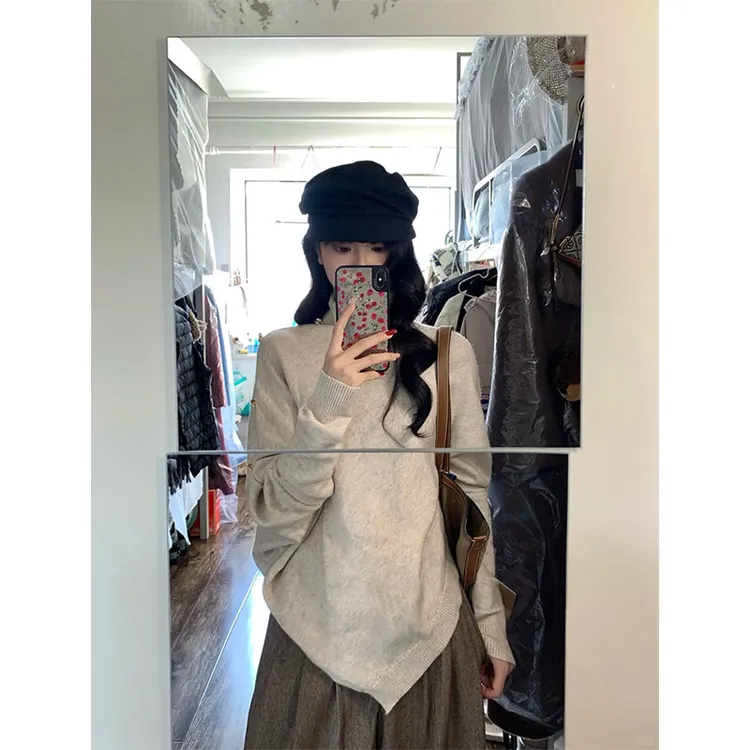 小众时尚洋气设计感休闲针织长袖斗篷上衣高腰垂感宽松阔腿裤套装