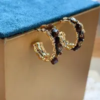 非金属亚克力耳饰 N967咖色小眼耳圈