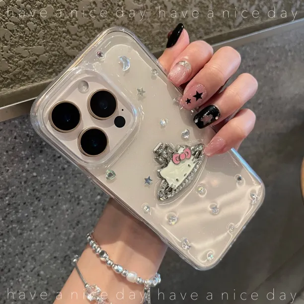 土星水钻kitty 手机壳