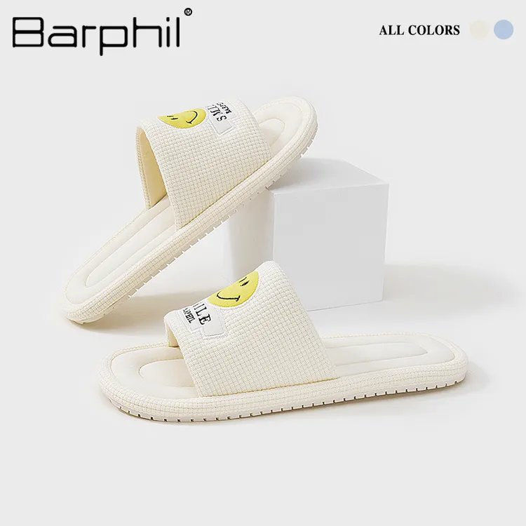 Barphil拖鞋室内家居2025春季新款笑脸防滑透气情侣凉拖鞋女家用