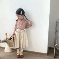 22020【花边领碎花】春秋季新款女童碎花打底衫复古洋气百搭上衣