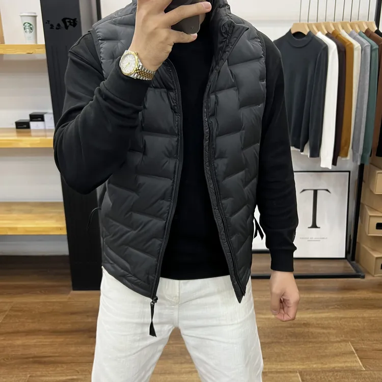 秋冬白鸭绒新款轻薄羽绒马甲保暖时尚背心男士内搭通勤坎肩外套潮
