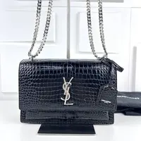 99新 YSL/圣罗兰 思斯专属 YSL黑银鳄压日落单肩包 THCI3378