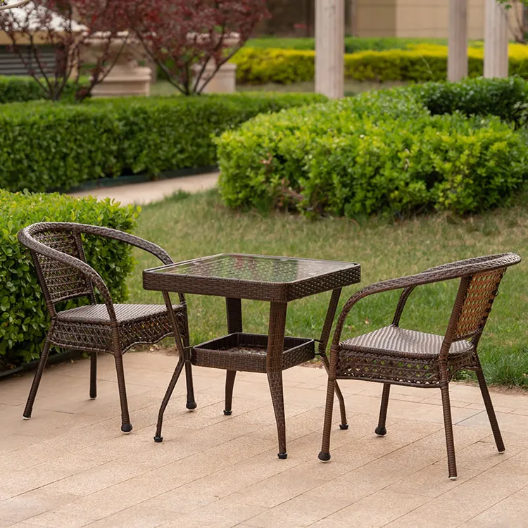 阳台小桌椅藤椅三件套户外桌椅组合庭院休闲室外腾椅藤编椅靠背椅