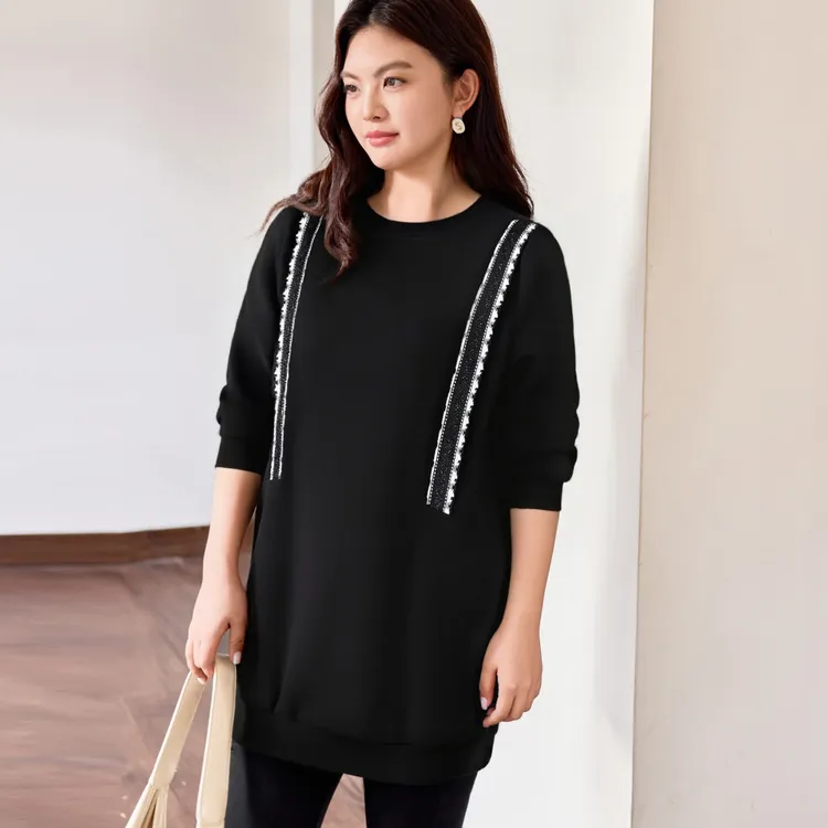 【现货加厚银狐绒遮臀胯显瘦卫衣】MsShe大码女装2025冬装A2510028