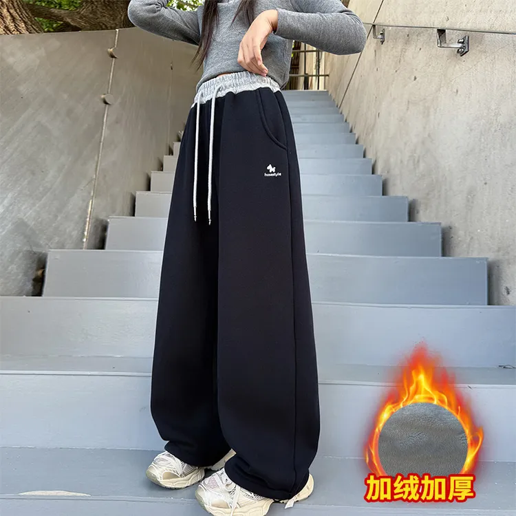 女童裤子秋冬2025新款韩系穿搭儿童卫裤大童一体绒加绒加厚运动裤