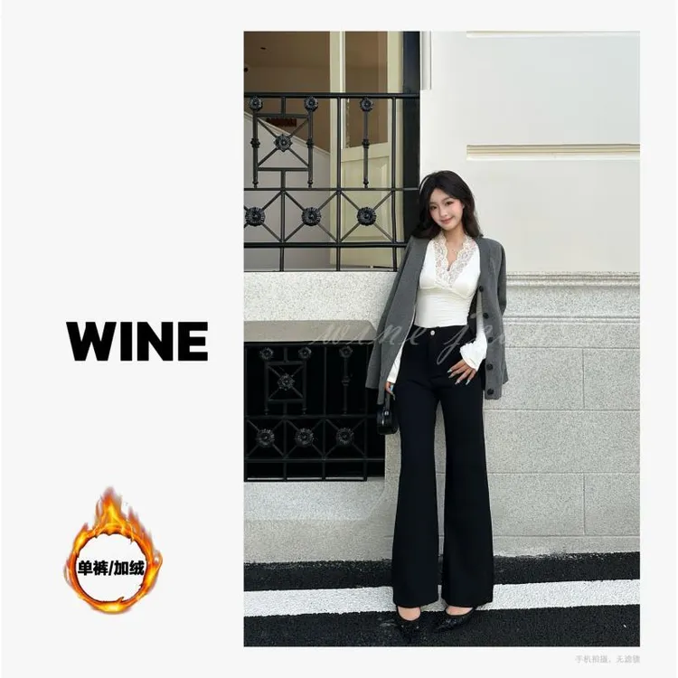 “赫拉之夜”冬季高腰法式气质显瘦设计感辣妹风黑色牛仔裤