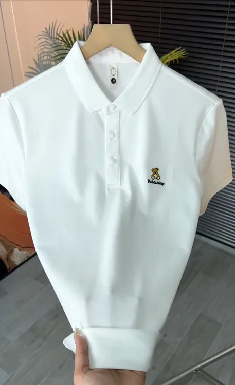 夏季潮流新款印花POLO衫时尚休闲卡通百搭透气翻领短袖男修身上衣